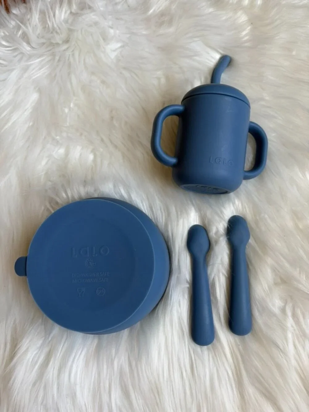 Lalo First Bites Blue Food Grade Silicone Toddler Dish Set